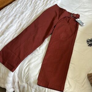 Brown pants with cute buckle Design.